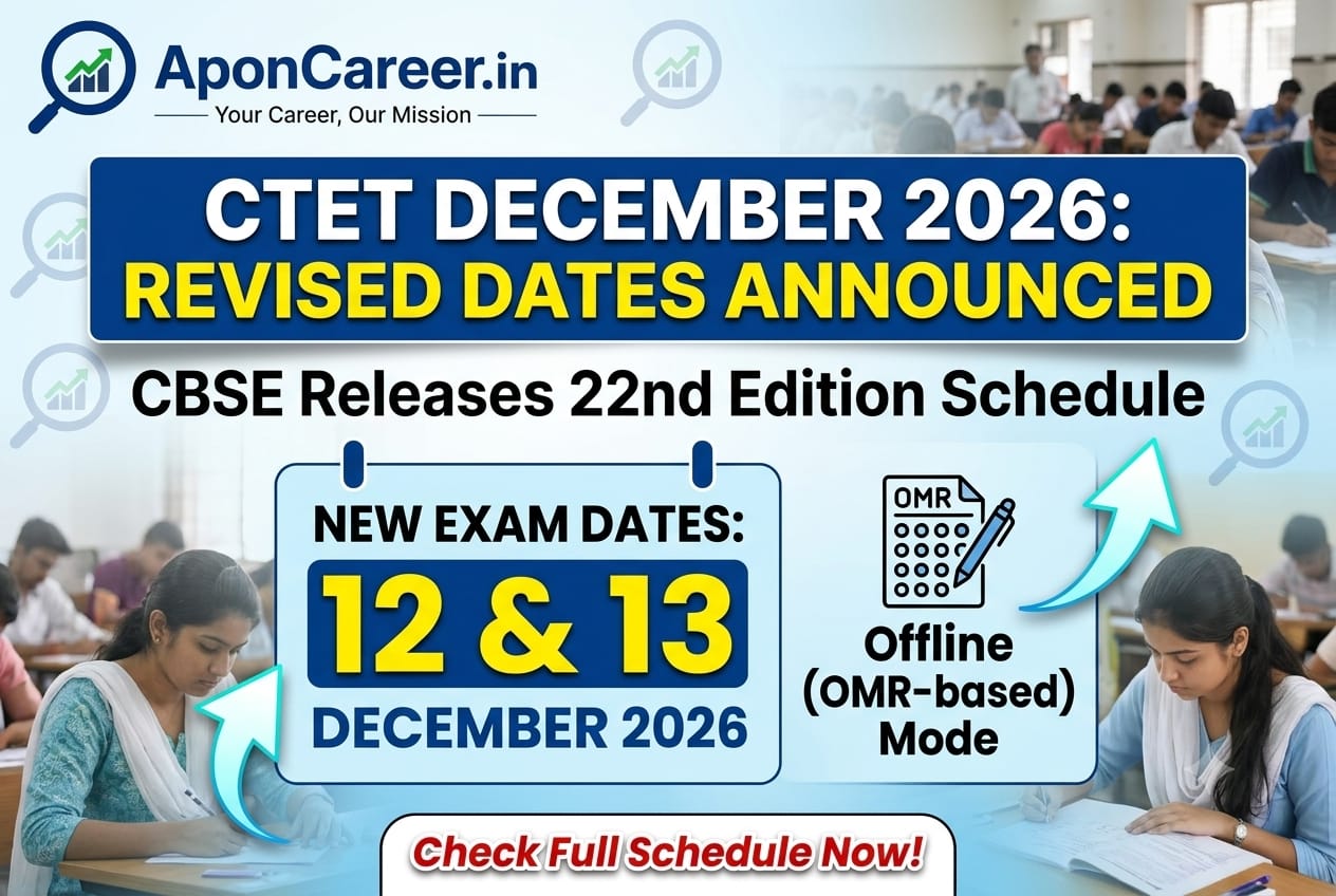 CTET December 2026 exam date announcement banner by AponCareer.in